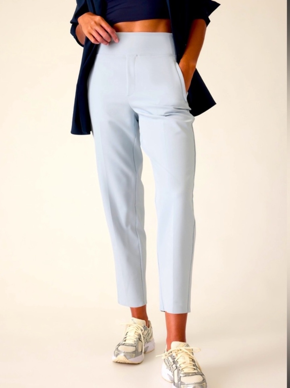 Athleta Endless high-rise pants and snowfall blue